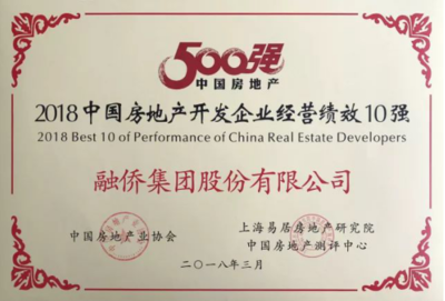 融僑集團(tuán)榮膺2018中國房企28強(qiáng)，全國經(jīng)營績效第二的卓越之道