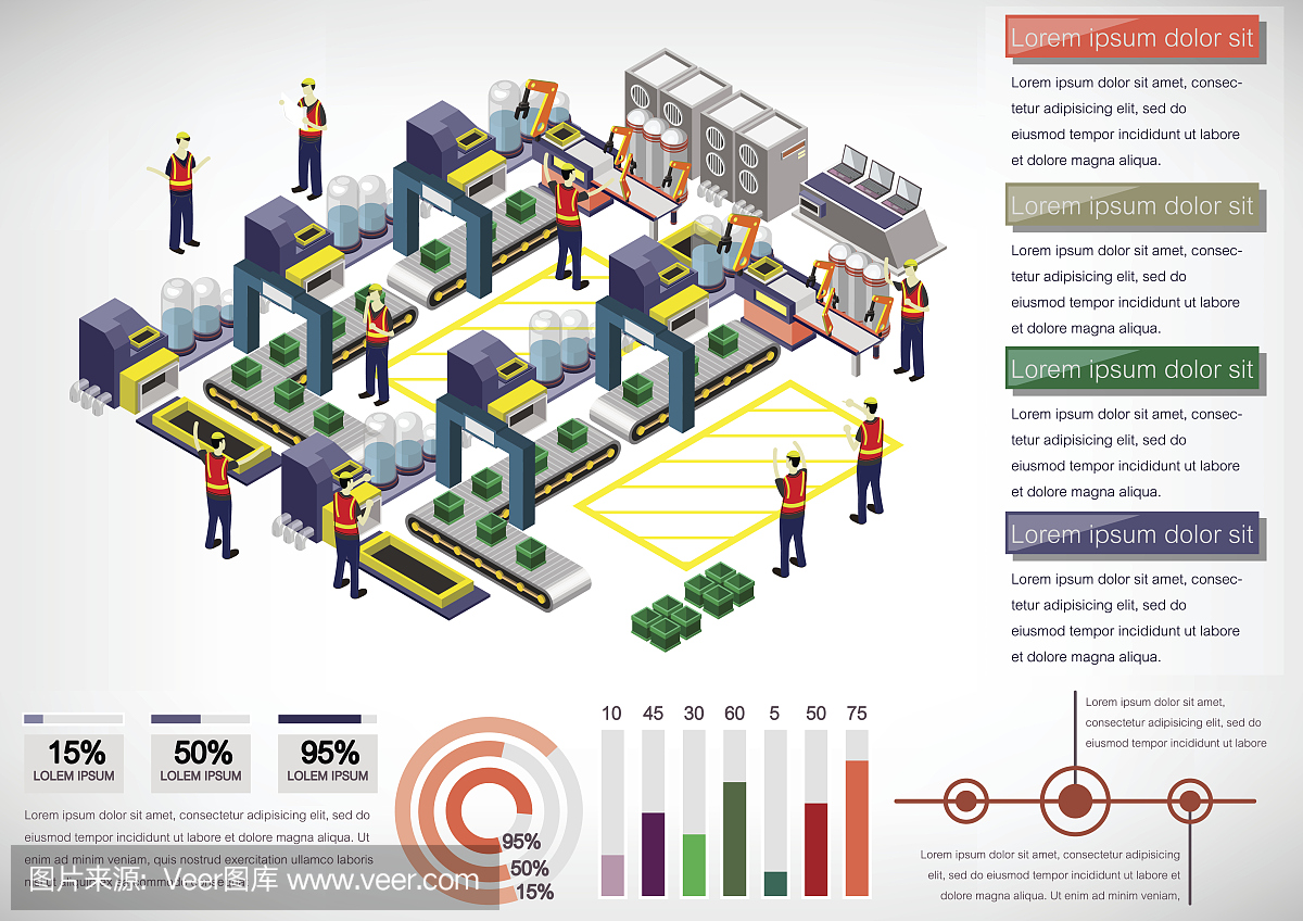 說(shuō)明信息圖形工廠設(shè)備的概念